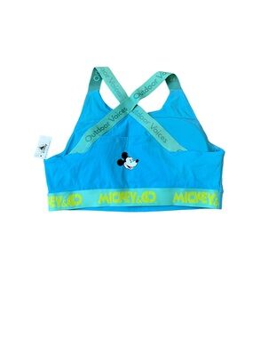 Outdoor Voices Blue Mickey & Co. Sports Bra with Green Straps